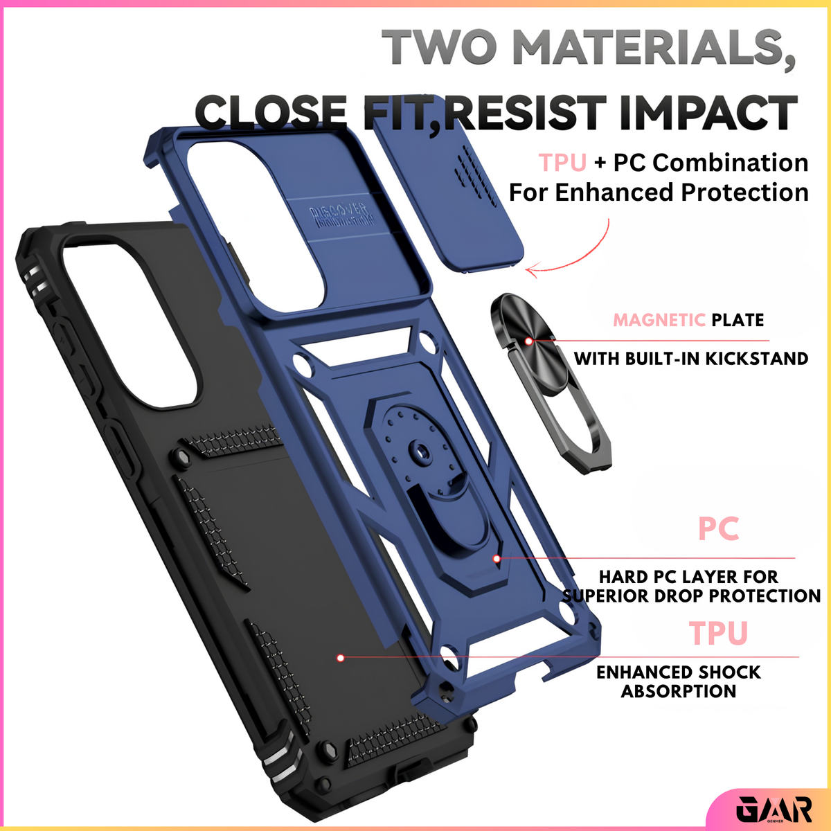 GENMER Lens-Guard Cover Compatible With Samsung Galaxy A27 Shockproof Case - Navy Blue
