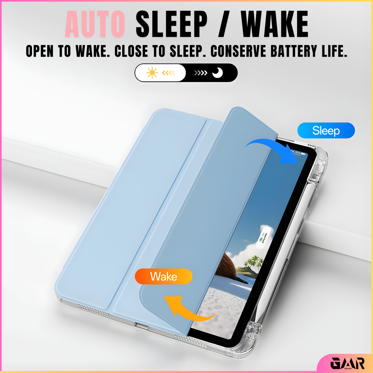 GENMER Flip Case Shockproof Cover Compatible with iPad 11th Gen (A16) 2025 - Light Blue