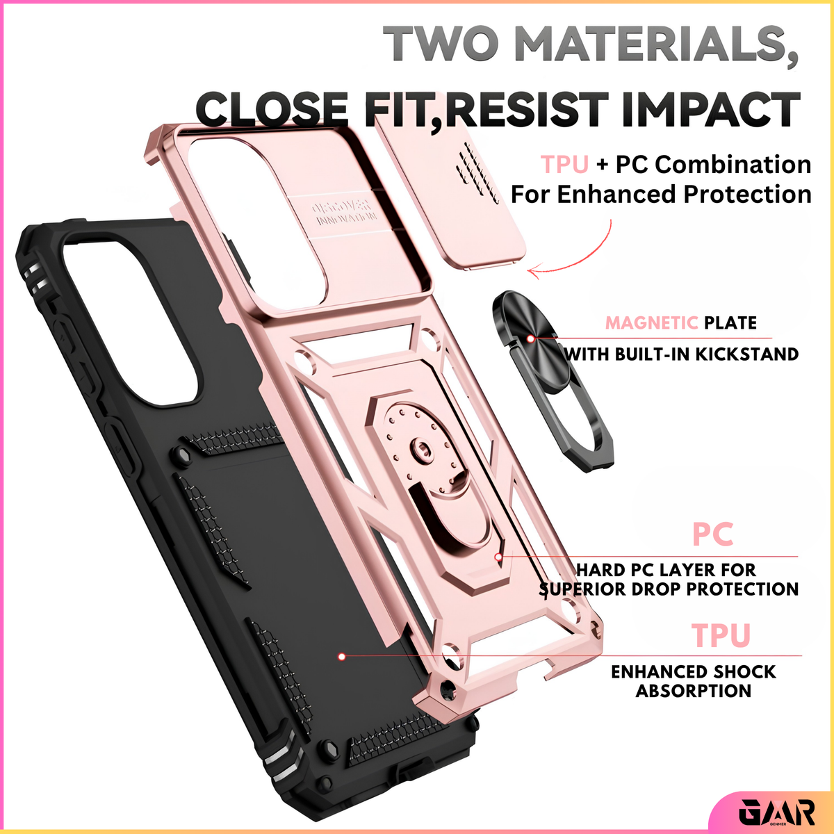 GENMER Lens-Guard Cover Compatible With Samsung Galaxy A27 Shockproof Case - Rose Gold
