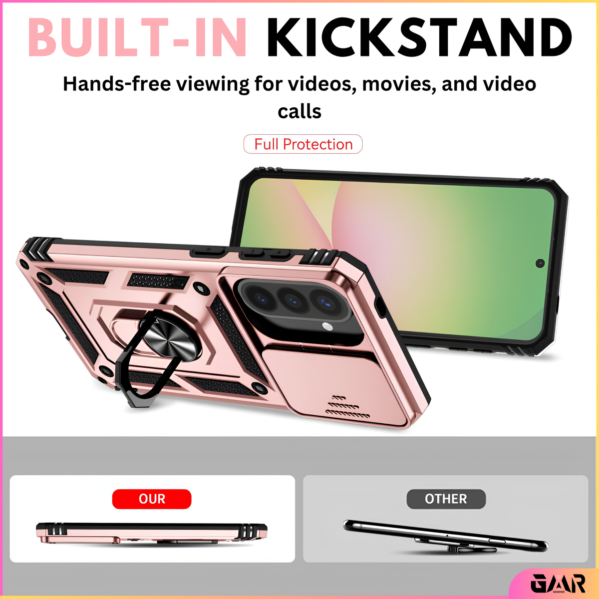GENMER Lens-Guard Cover Compatible With Samsung Galaxy A27 Shockproof Case - Rose Gold