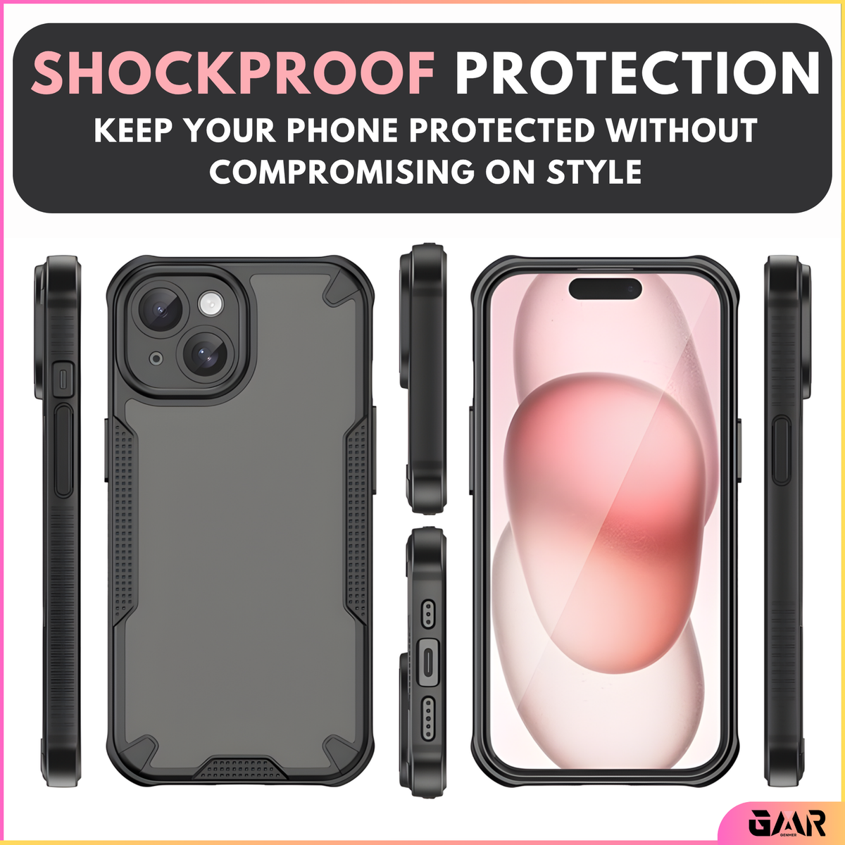 GENMER Rugged Shield Cover Compatible With iPhone 15 Shockproof Case