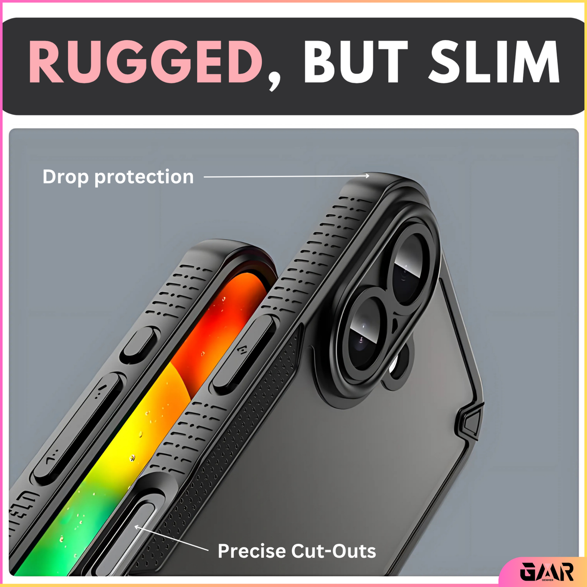 GENMER ZYRAX Rugged Cover Compatible With iPhone 17 Shockproof Case