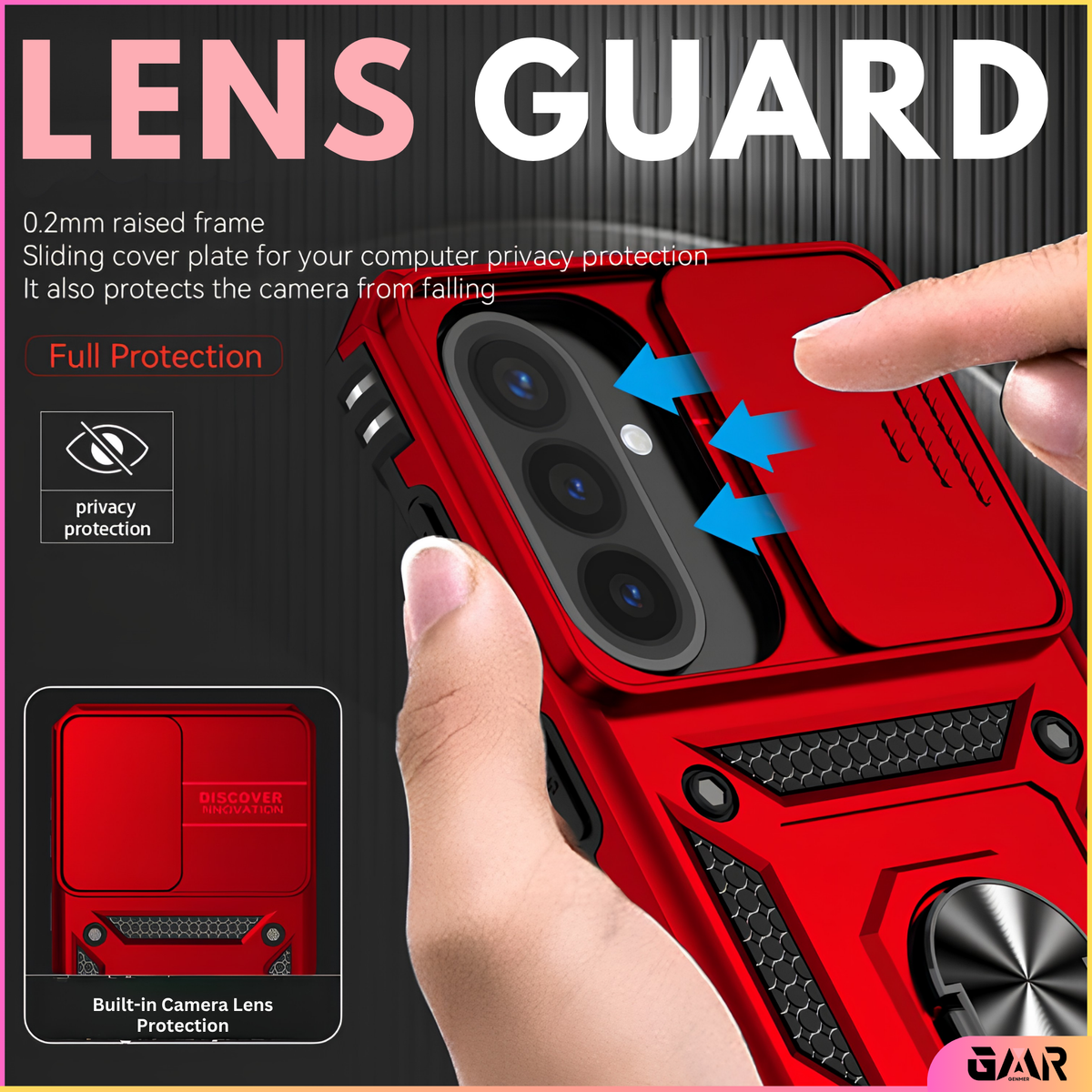 GENMER Lens-Guard Cover Compatible With Samsung Galaxy A27 Shockproof Case - Dark Red