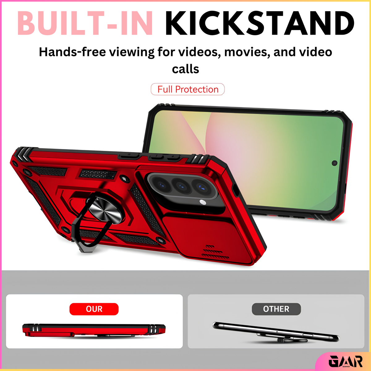 GENMER Lens-Guard Cover Compatible With Samsung Galaxy A27 Shockproof Case - Dark Red