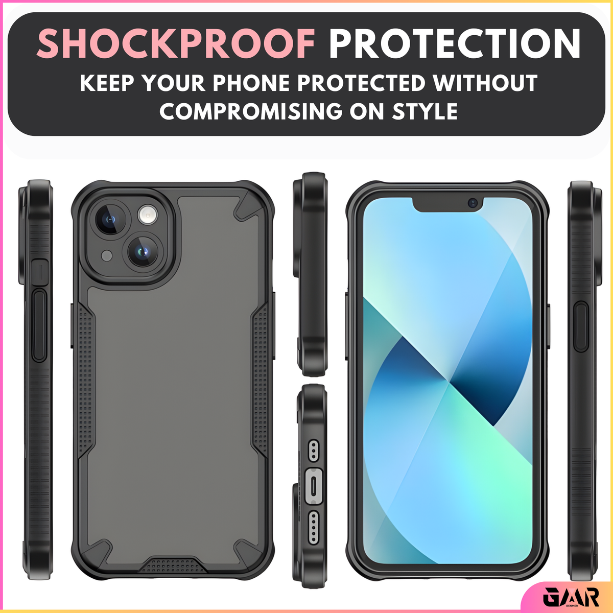 GENMER Rugged Shield Cover Compatible With iPhone 13 Shockproof Case