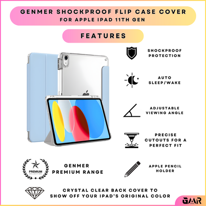 GENMER Flip Case Shockproof Cover Compatible with iPad 11th Gen (A16) 2025 - Light Blue