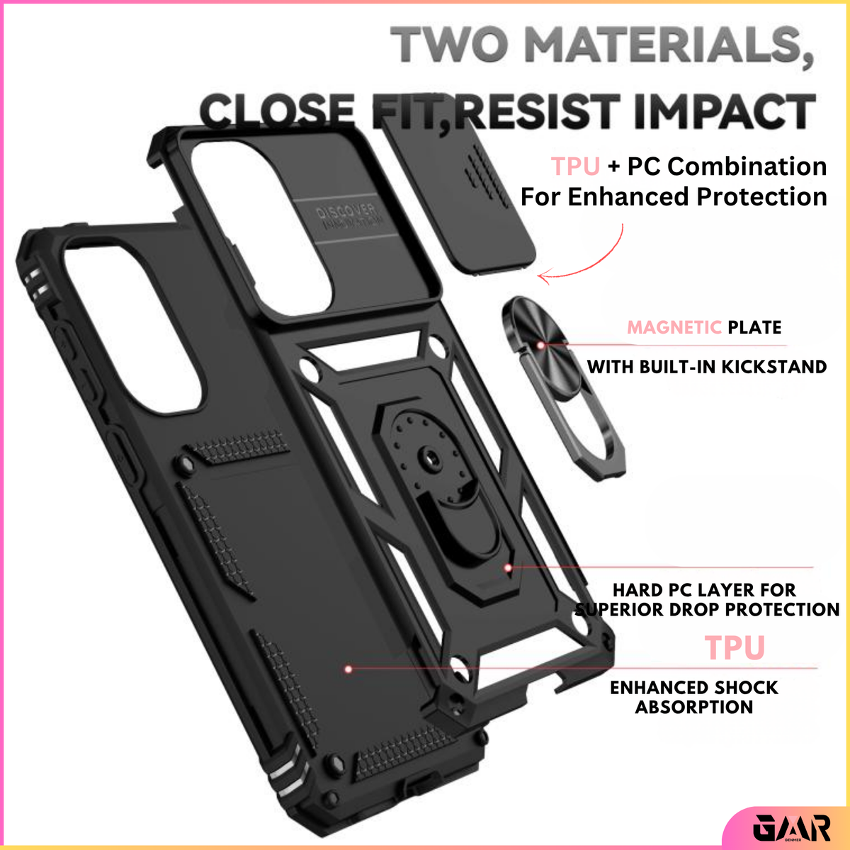 GENMER Lens-Guard Cover Compatible With Samsung Galaxy A27 Shockproof Case - Black