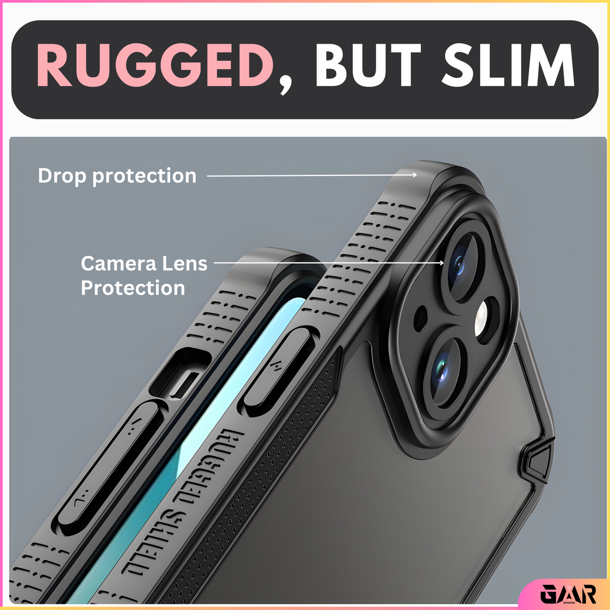 GENMER Rugged Shield Cover Compatible With iPhone 13 Shockproof Case