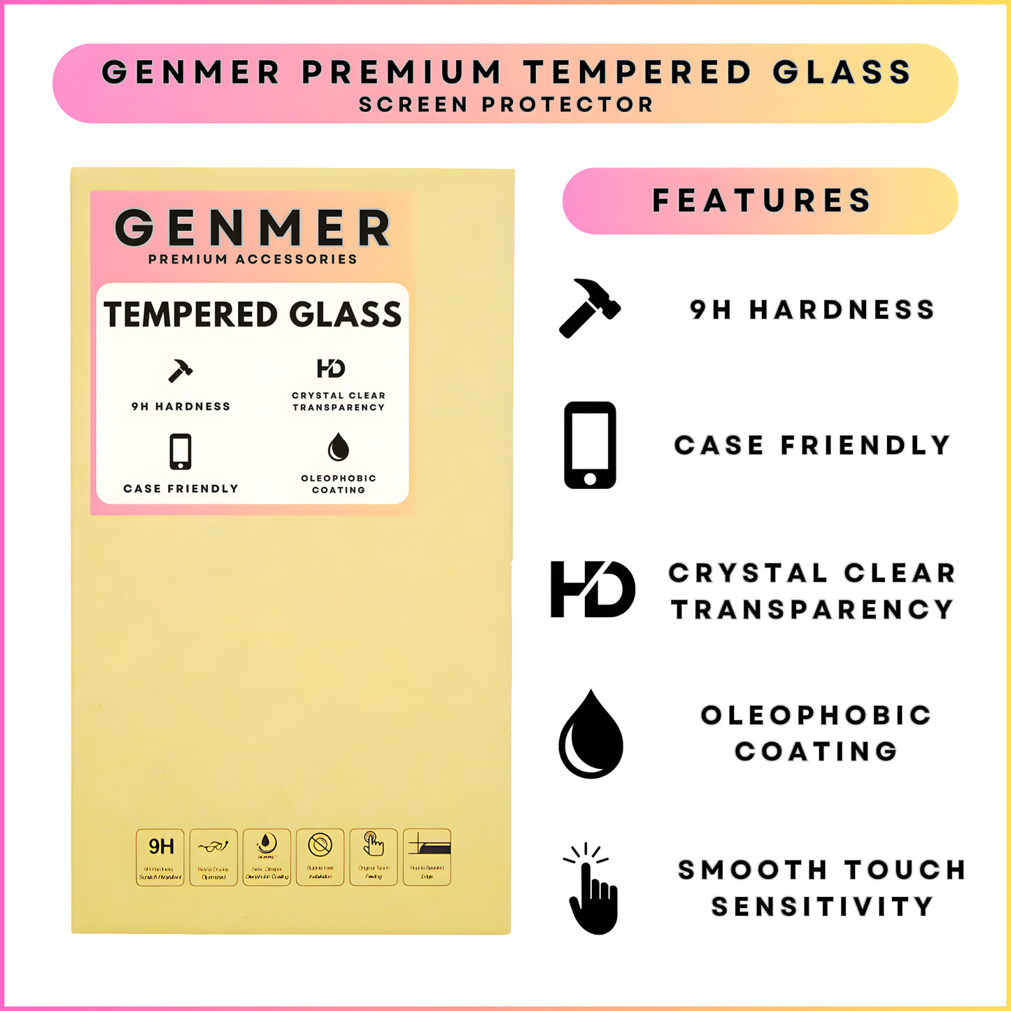 GENMER Tempered Glass Screen Protector Compatible With Galaxy S25 FE - 2 Pack