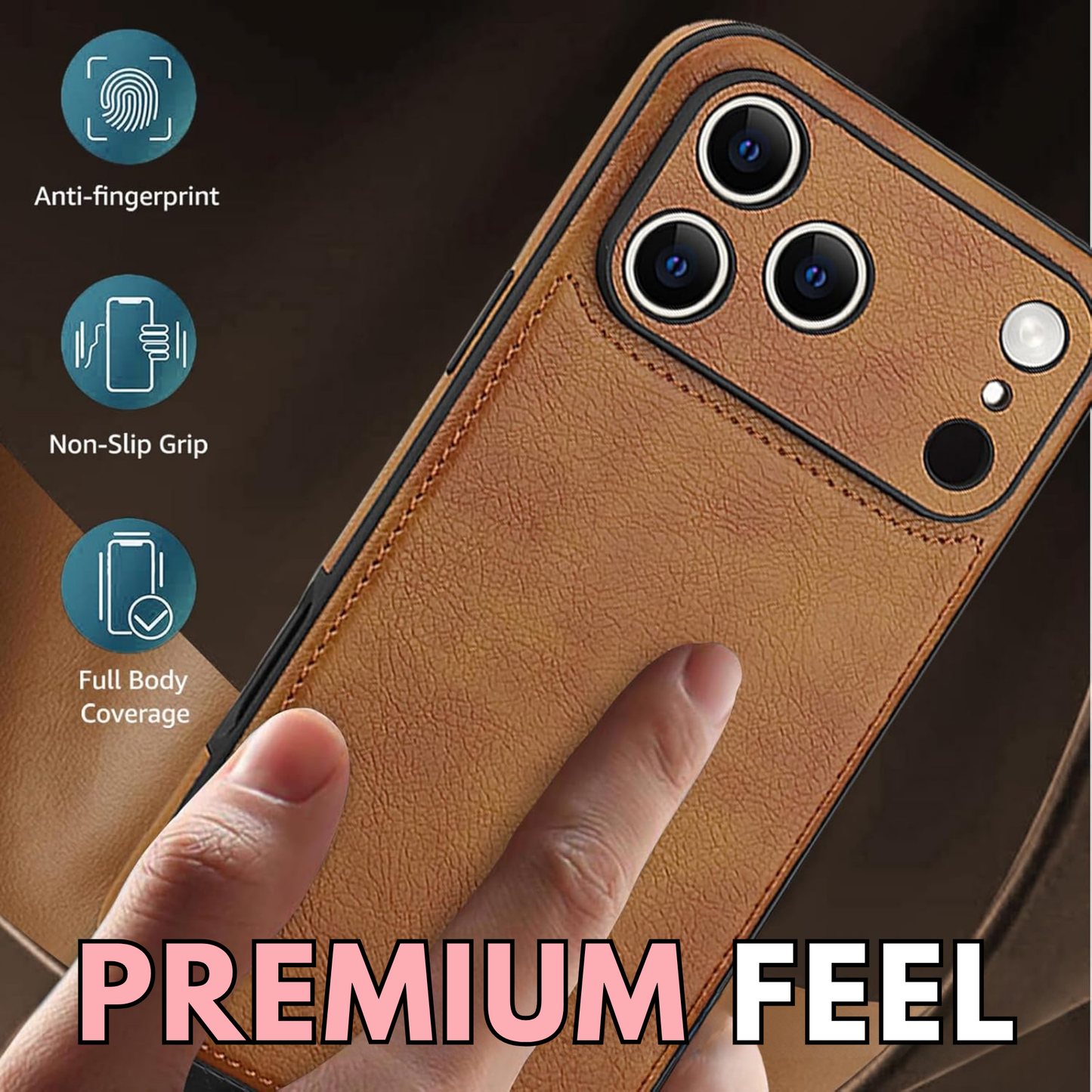 GENMER Shockproof Premium Leather Cover Compatible With iPhone 17 Pro Max