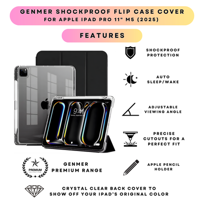 GENMER Flip Case Shockproof Cover Compatible with iPad Pro 11" (M5) 2025
